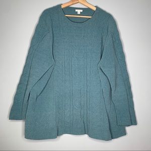 J. Jill Chenille Green Soft Cable Knit Sweater 3X